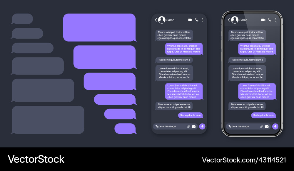 Realistic smartphone with messaging app sms text Realistic smartphone with messaging app sms text vector image