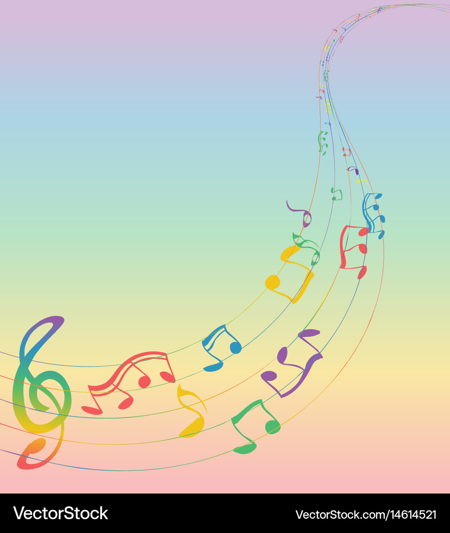 Set of musical notes on a five-line clock colors vector image