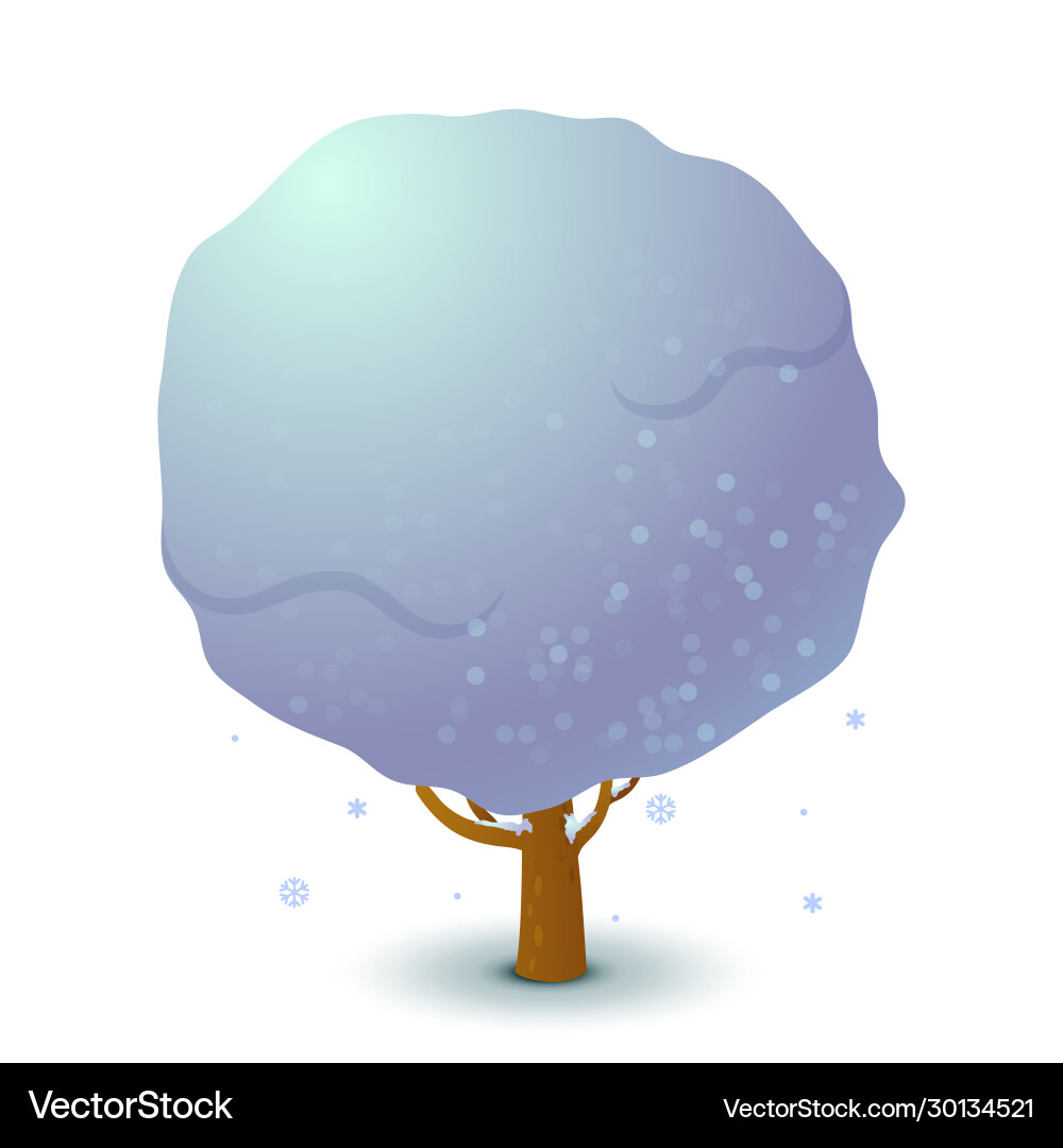 Snowy tree in winter game ui flat isolated stock Vector Image