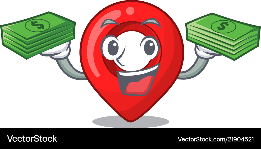 With money map pointer navigation pin mascot With money map pointer navigation pin mascot vector image