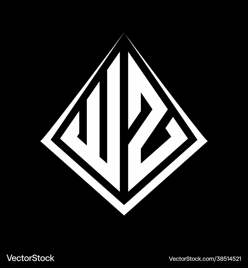 Wz logo letters monogram with prisma shape design vector image