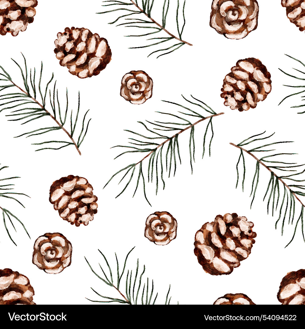 A winter christmas seamless pattern featuring pine A winter christmas seamless pattern featuring pine vector image