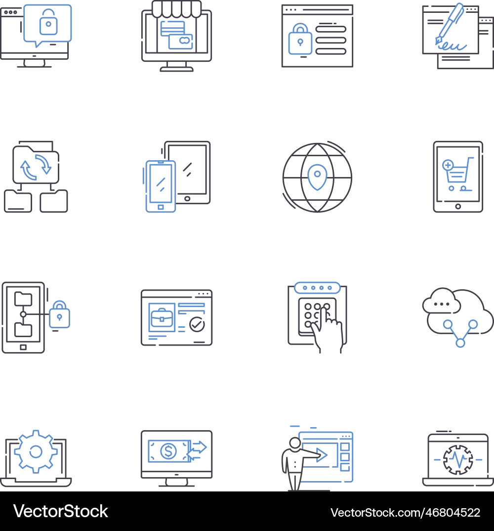 Artificial reality line icons collection Artificial reality line icons collection Vector Image