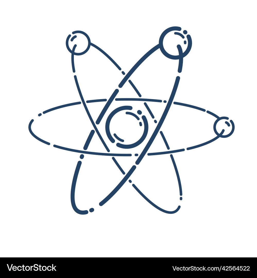 Atom simple linear icon science physics line art Atom simple linear icon science physics line art vector image