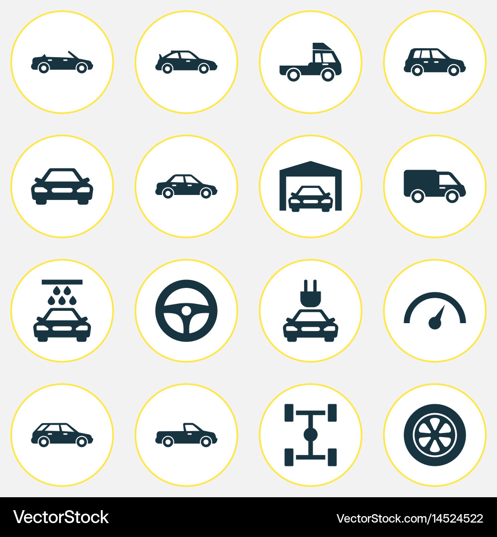 Automobile icons set collection of repairing van Vector Image