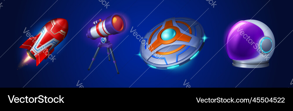 Cartoon set space objects isolated on background Cartoon set space objects isolated on background vector image