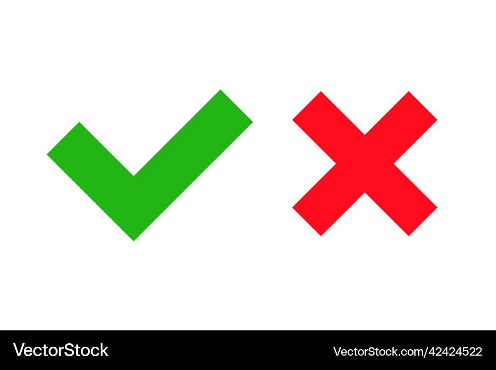 Check mark and cross icons set Check mark and cross icons set Vector Image