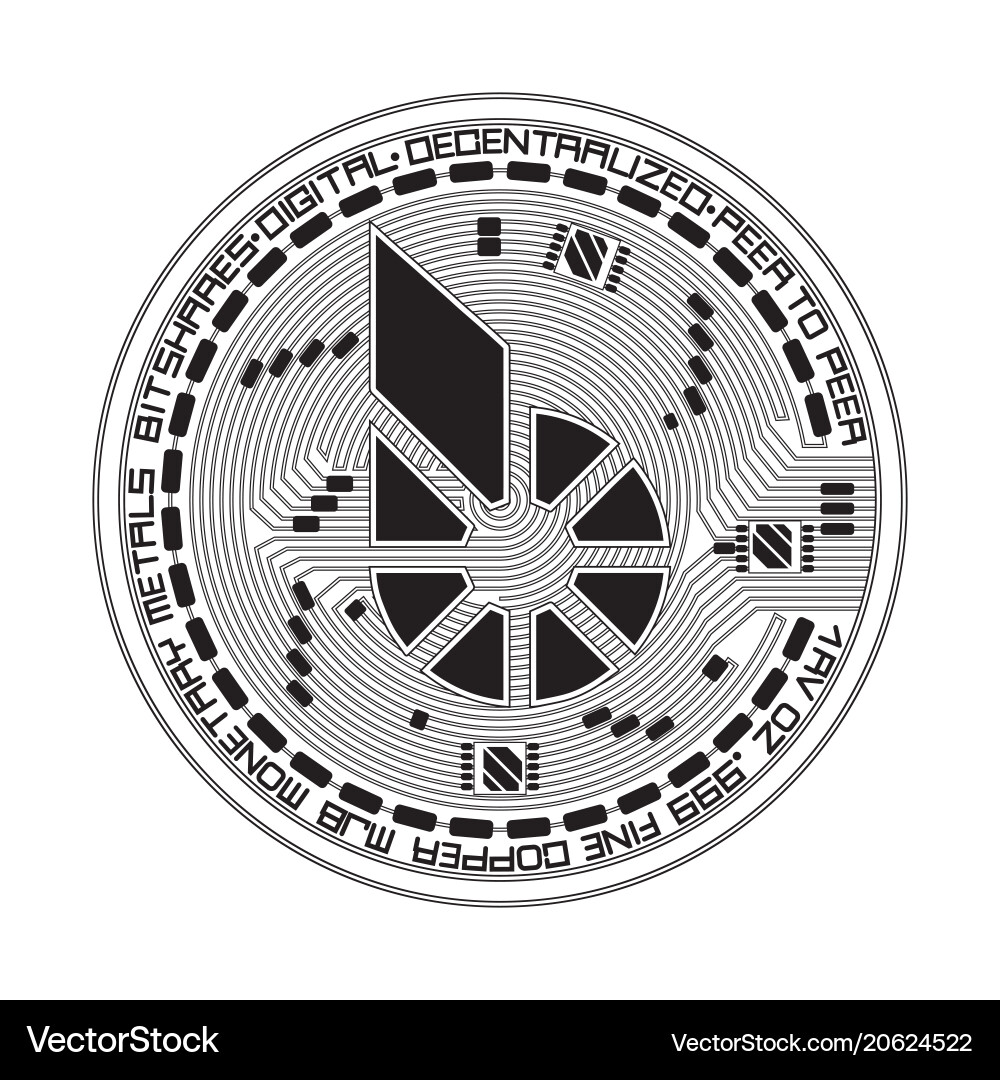Crypto Währungsbitshares schwarz und weiß Symbol Crypto Währungsbitshares schwarz und weiß Symbol vektorbild