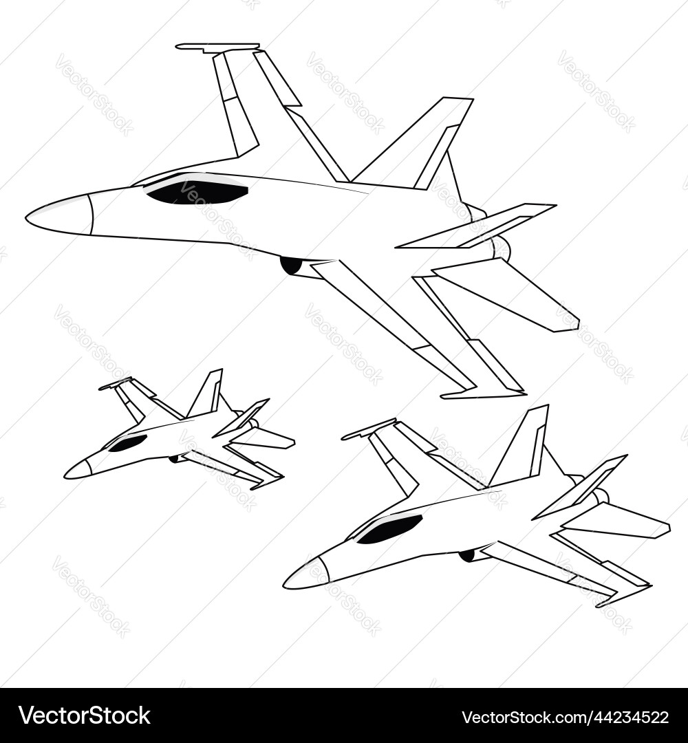 F-18 Jet Fighter Schwarz und Weiß Vektorbild