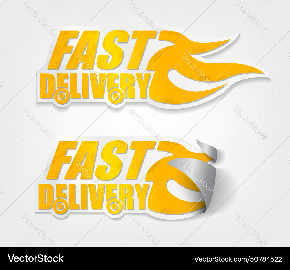 Fast delivery stickers with curl sets Fast delivery stickers with curl sets vector image