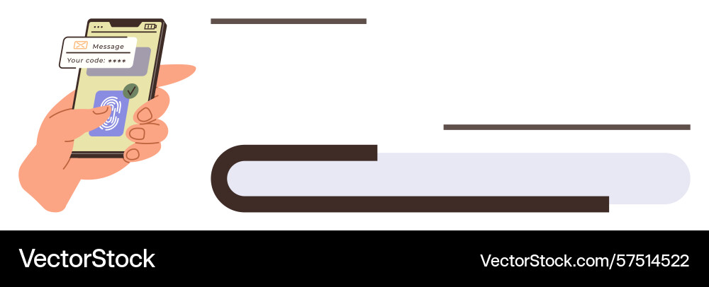 Hand entering verification code on smartphone Hand entering verification code on smartphone vector image