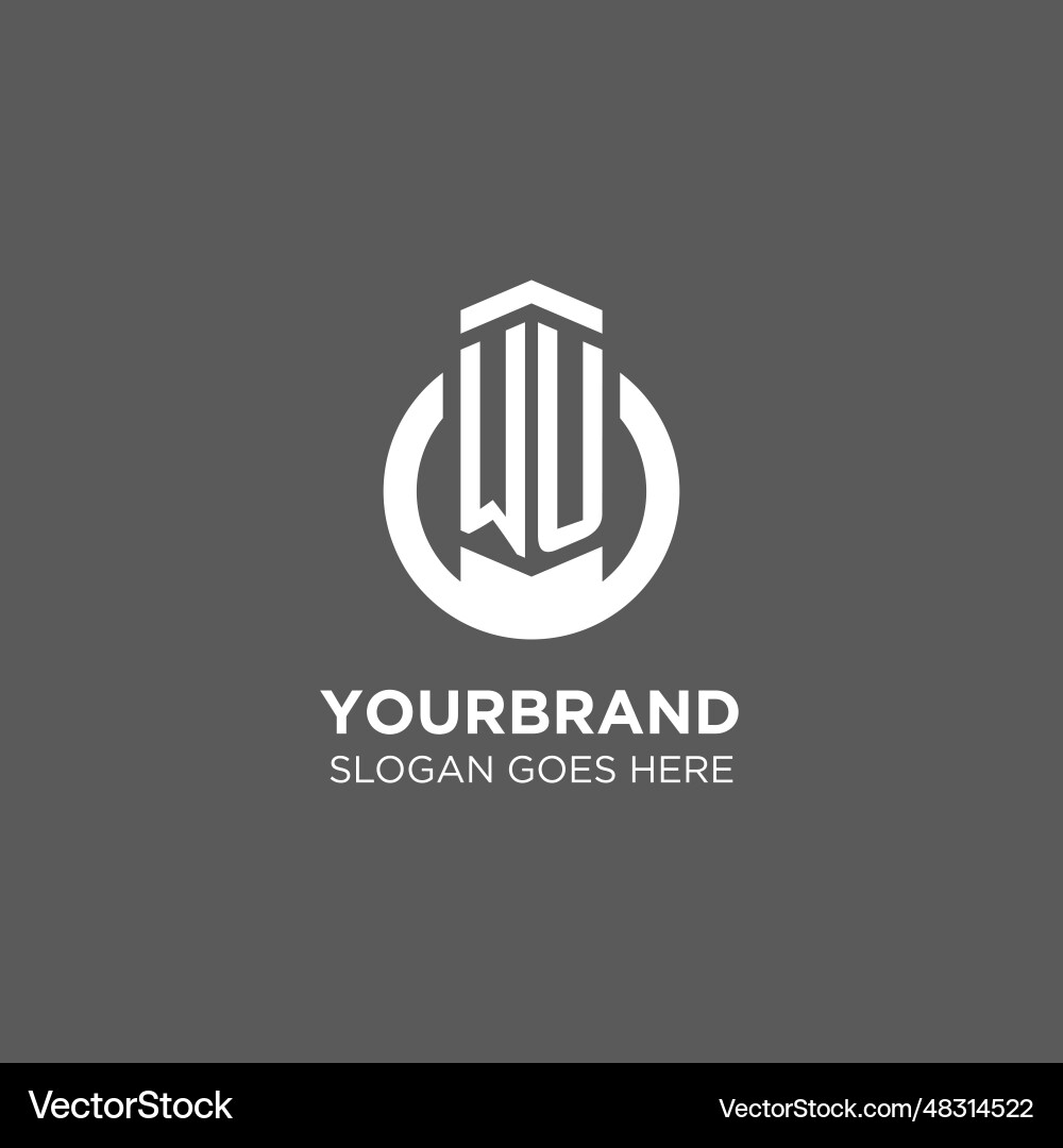 Initial wu circle round line logo abstract Vector Image
