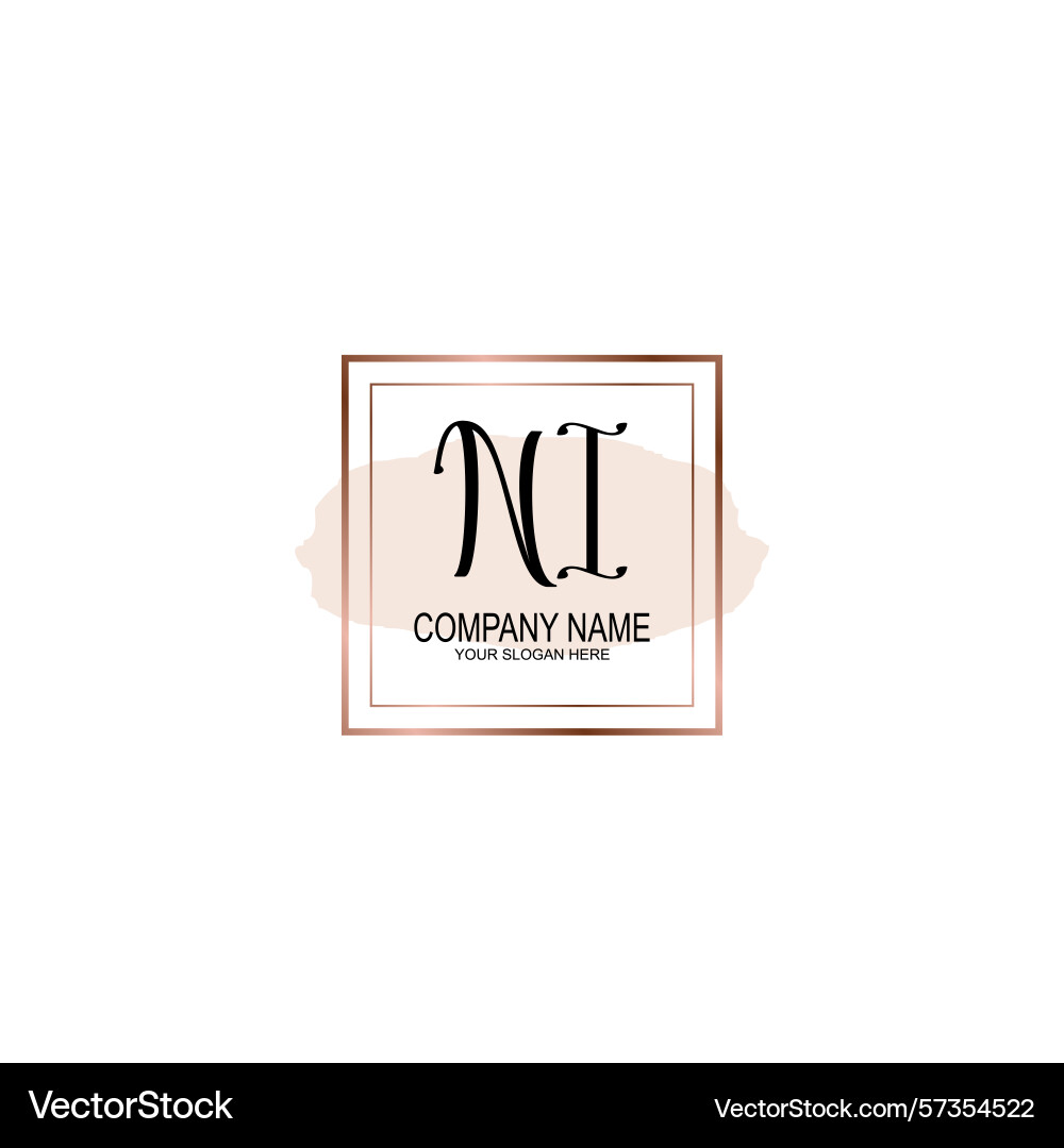Minimalist handwritten ni initial logos with soft Vector Image