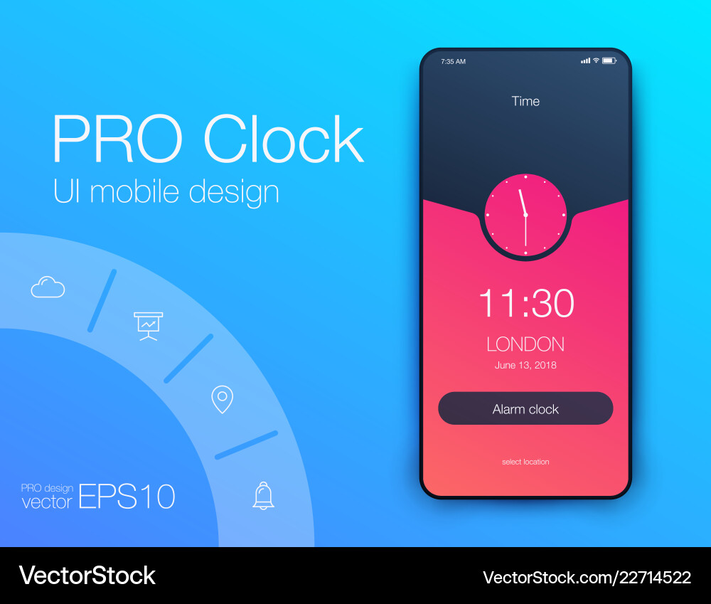 Modern Clock Application UI Concept vector image
