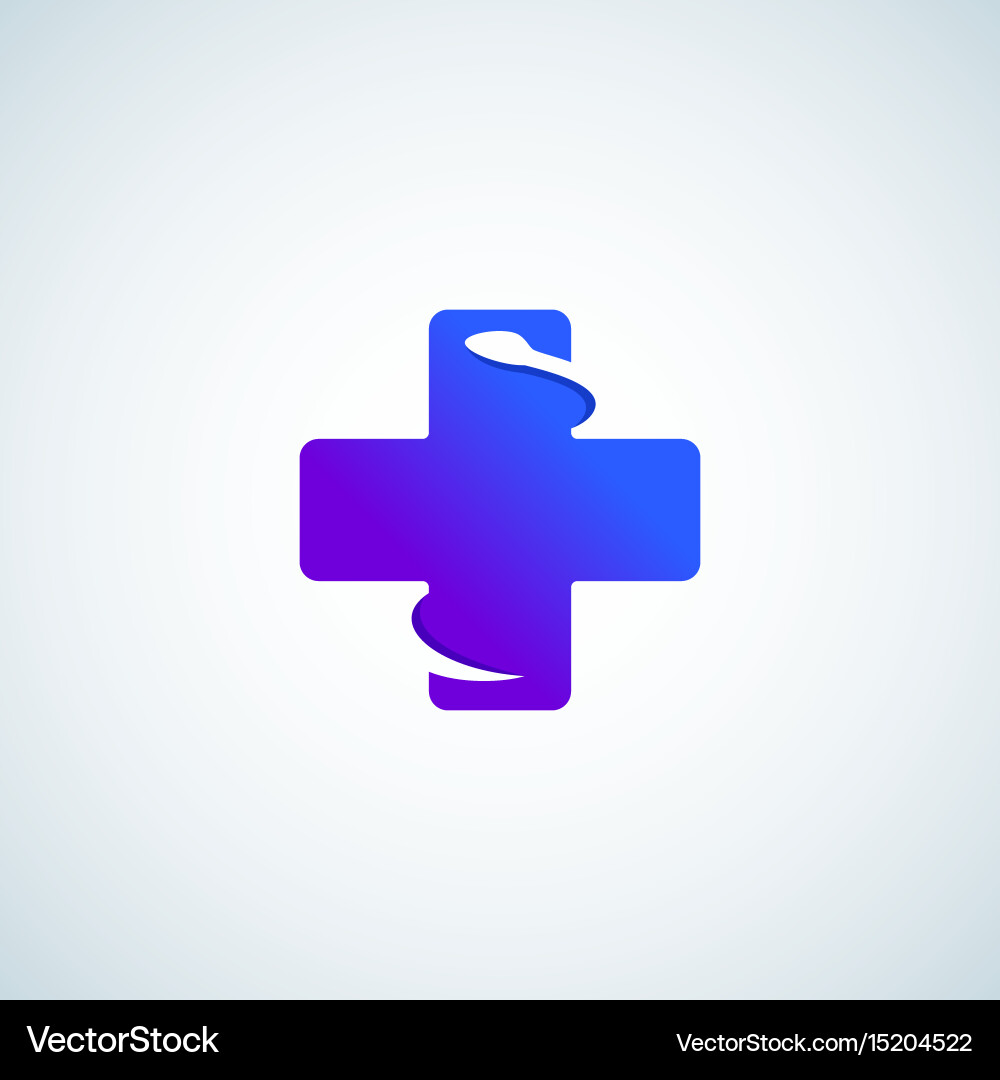 Modern gradient plus or cross with negative space Vector Image