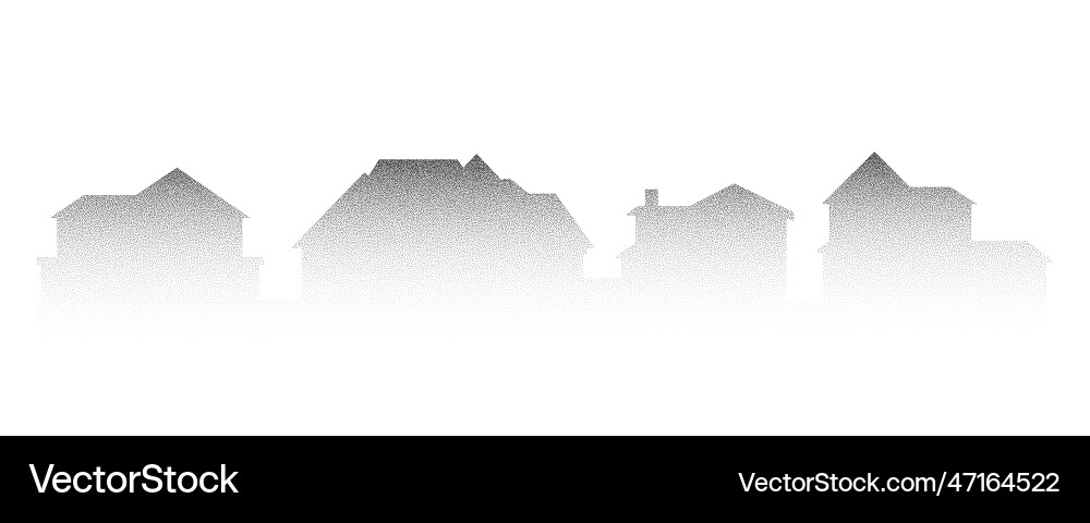 Neighborhood houses stipple panoramic landscape vector image