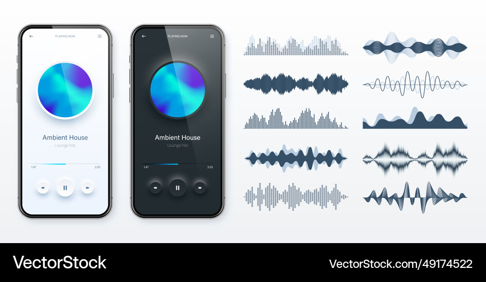Online audio player user interface smartphone app Online audio player user interface smartphone app vector image