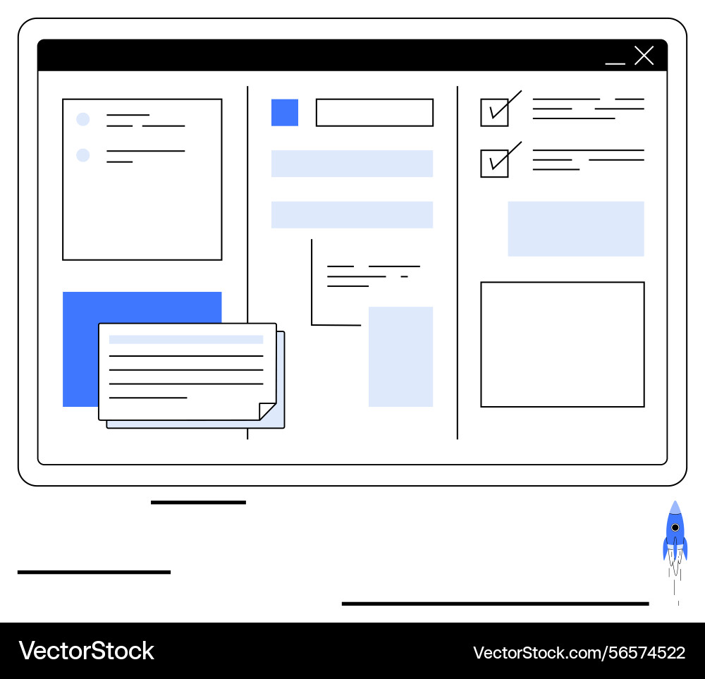 Organized digital dashboard with tabs notes Organized digital dashboard with tabs notes vector image