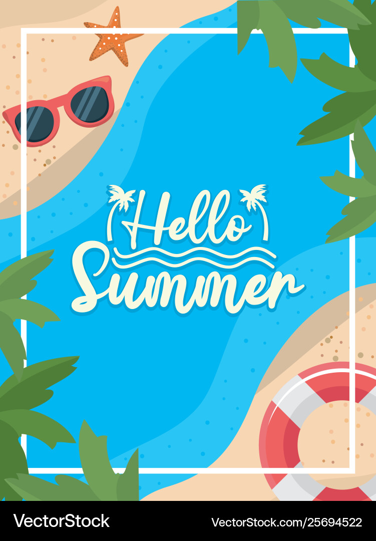 Palms trees with sunglasses and float Palms trees with sunglasses and float vector image