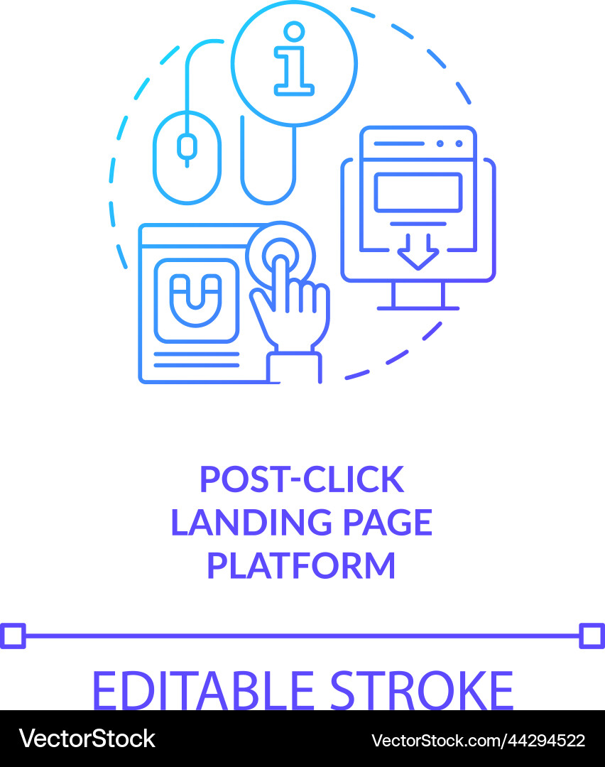 Post-click landing page platform blue gradient Post-click landing page platform blue gradient vector image