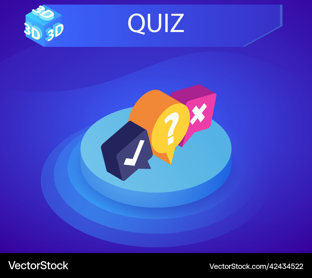 Quiz isometric design icon web 3d colorful Quiz isometric design icon web 3d colorful vector image