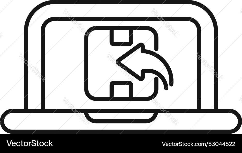 Return policy concept with box and arrow on laptop Return policy concept with box and arrow on laptop vector image