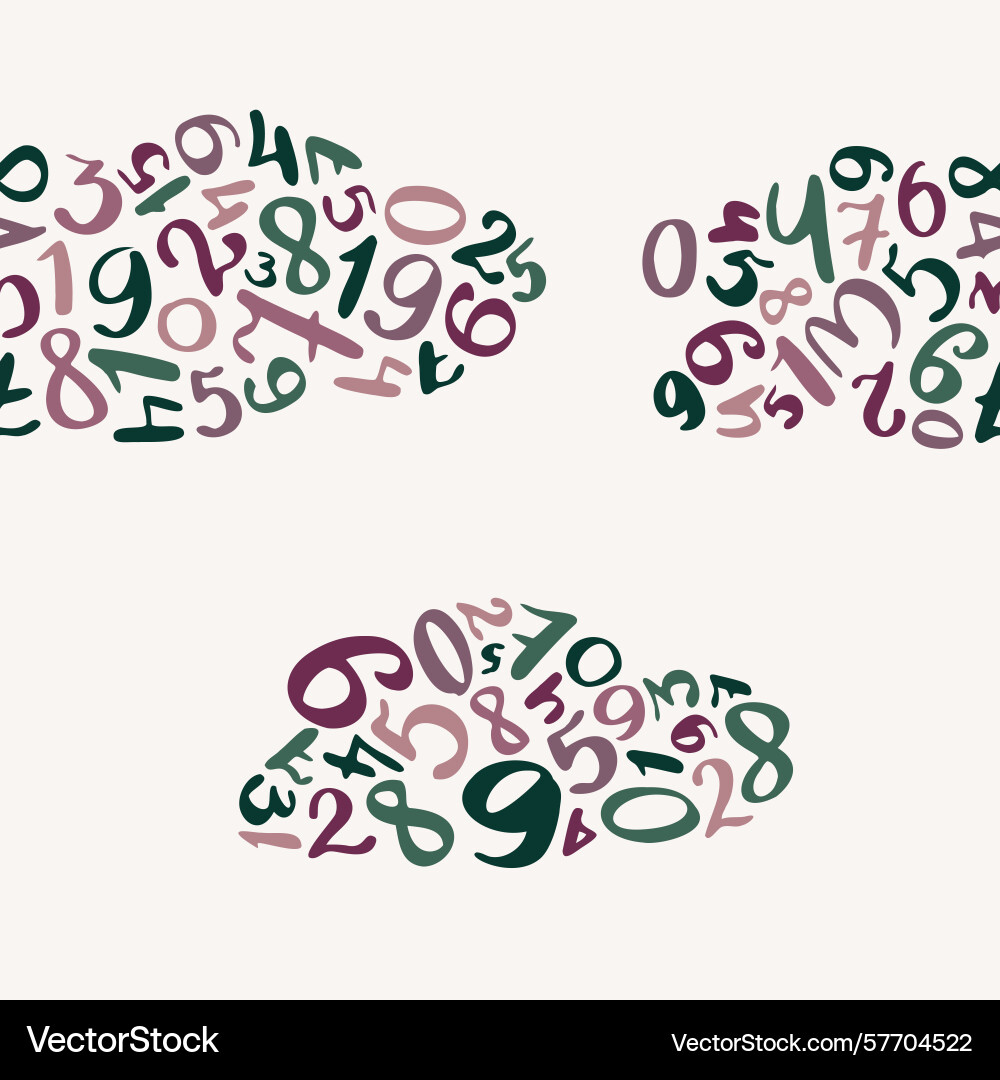 Seamless pattern with cloud shaped numbers vector image
