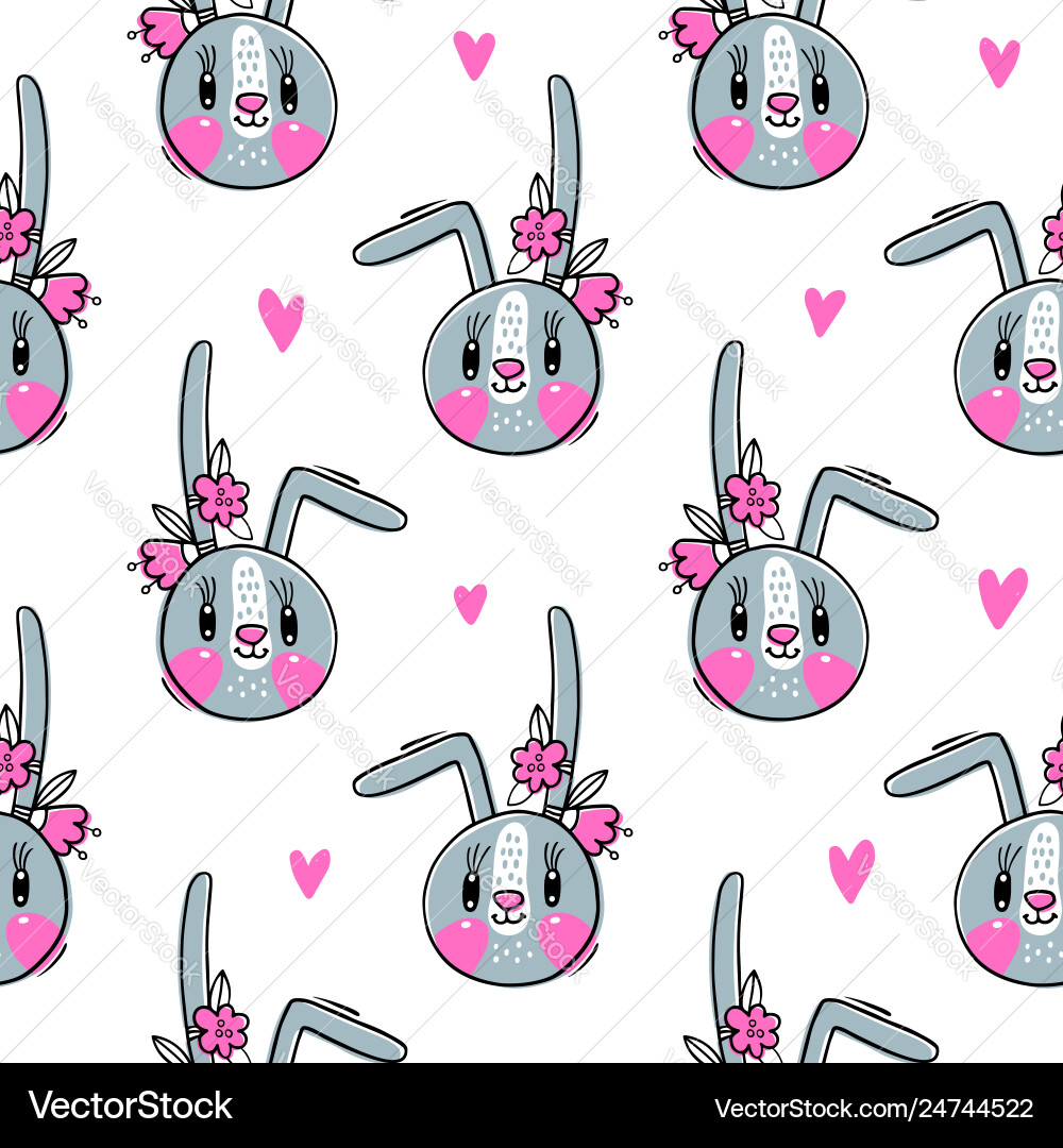Seamless pattern with cute rabbit face Seamless pattern with cute rabbit face vector image