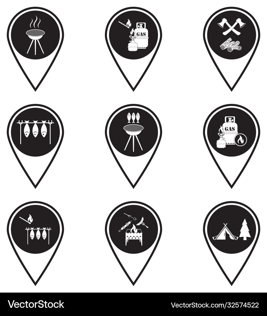 Set map pointers with travel and camping Set map pointers with travel and camping vector image