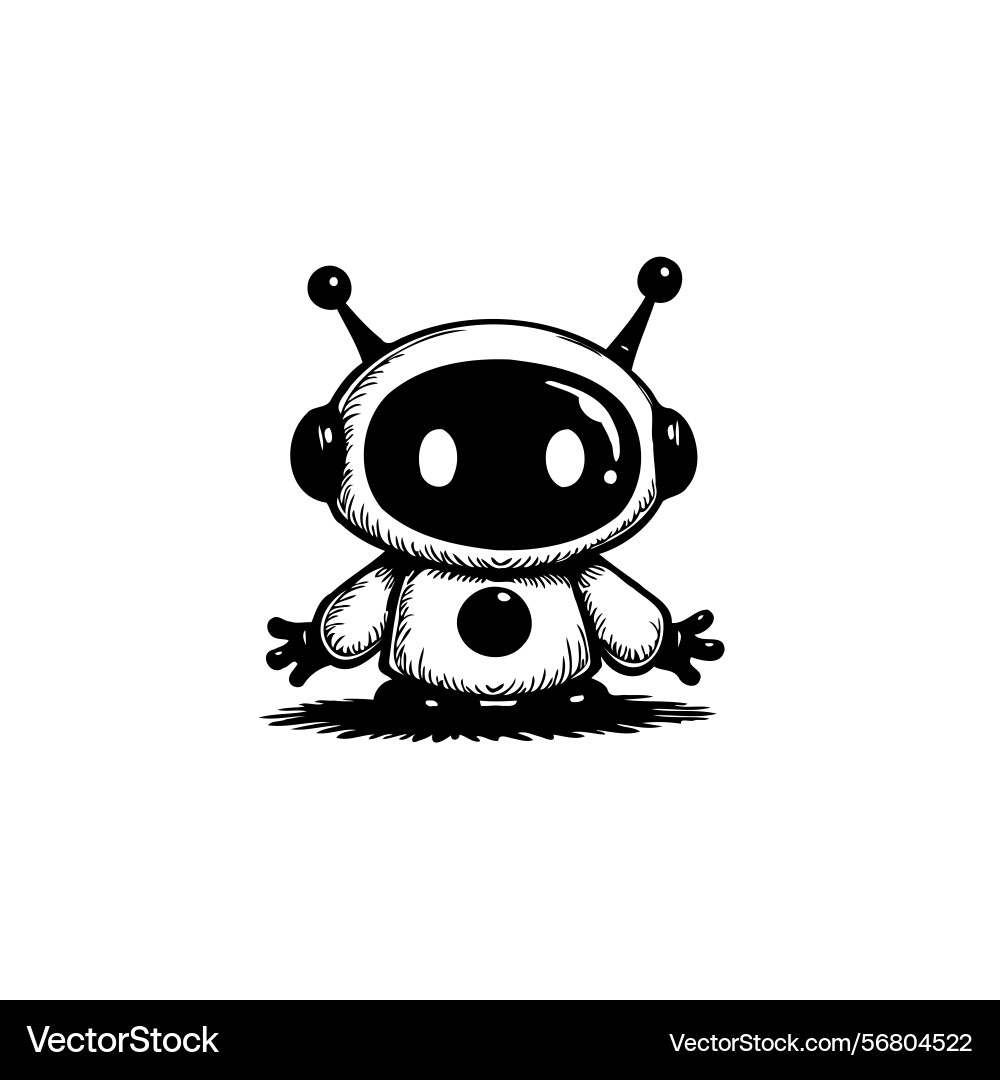 Sketchy android character isolated on white vector image
