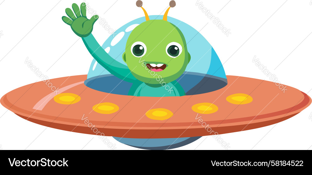 Smiling Alien in Spaceship Vector Image