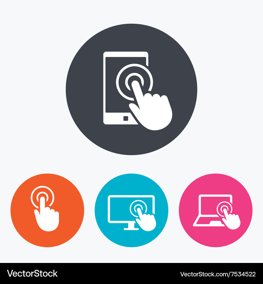 Touch screen smartphone hand pointer symbols vector image