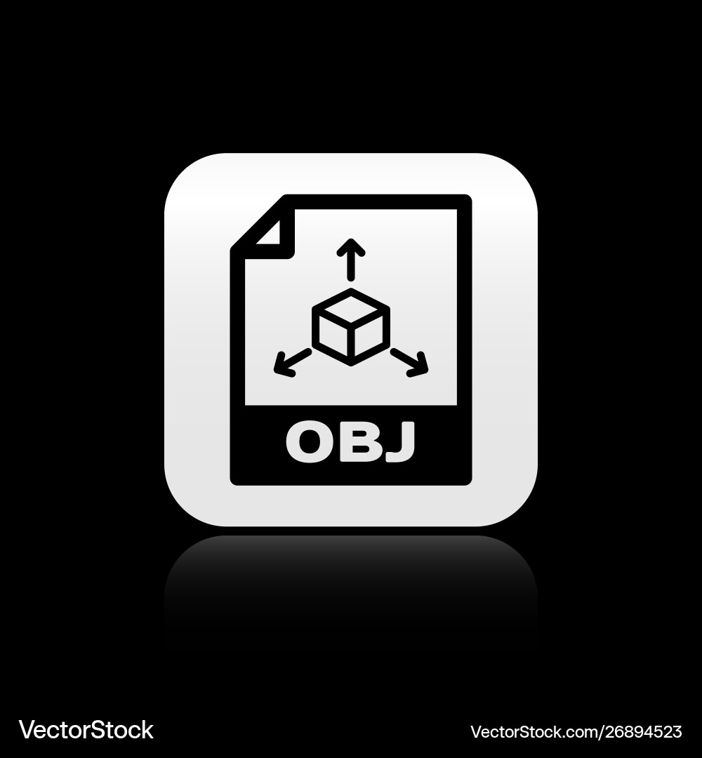Black obj file document download button icon Black obj file document download button icon vector image