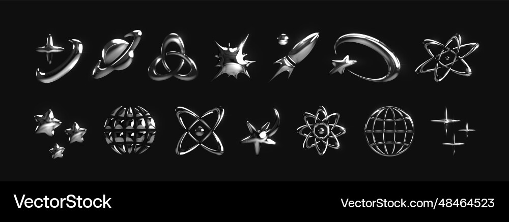 Chrome Space Elements - Y2K vector image