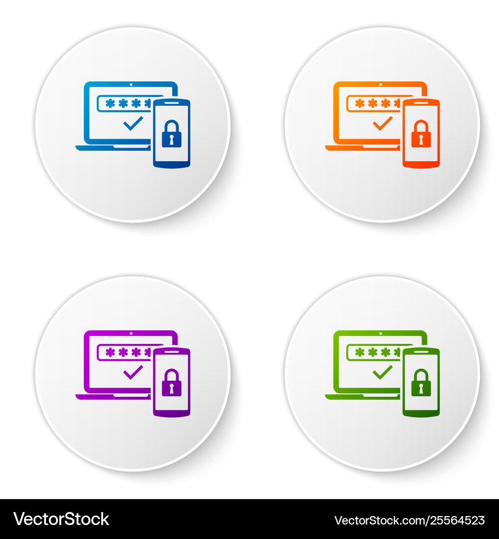 Color multi factor two steps authentication icon Color multi factor two steps authentication icon vector image