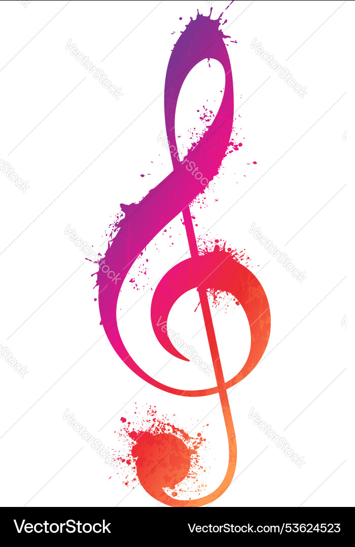 Colorful Grunge Treble Clef vector image
