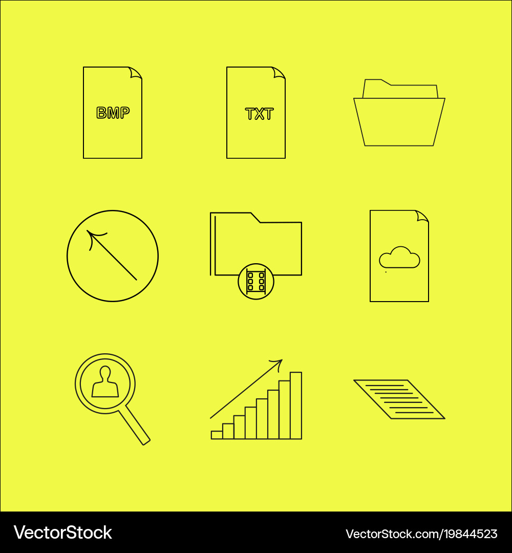 Files and folders linear icon set simple outline vector image