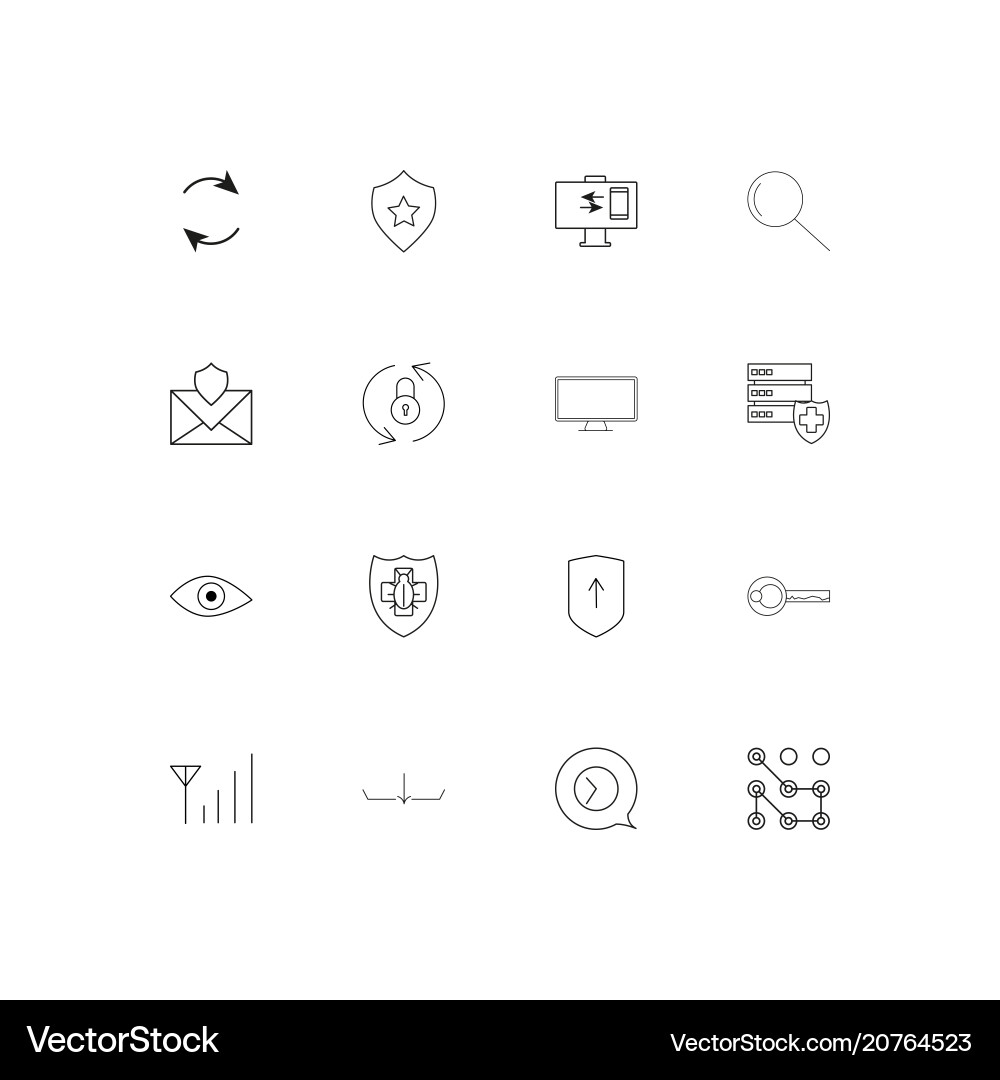 Internet security linear thin icons set outlined vector image