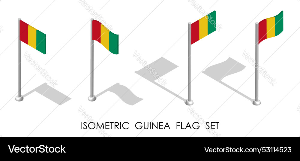 Isometric guinea flag in static position Vector Image