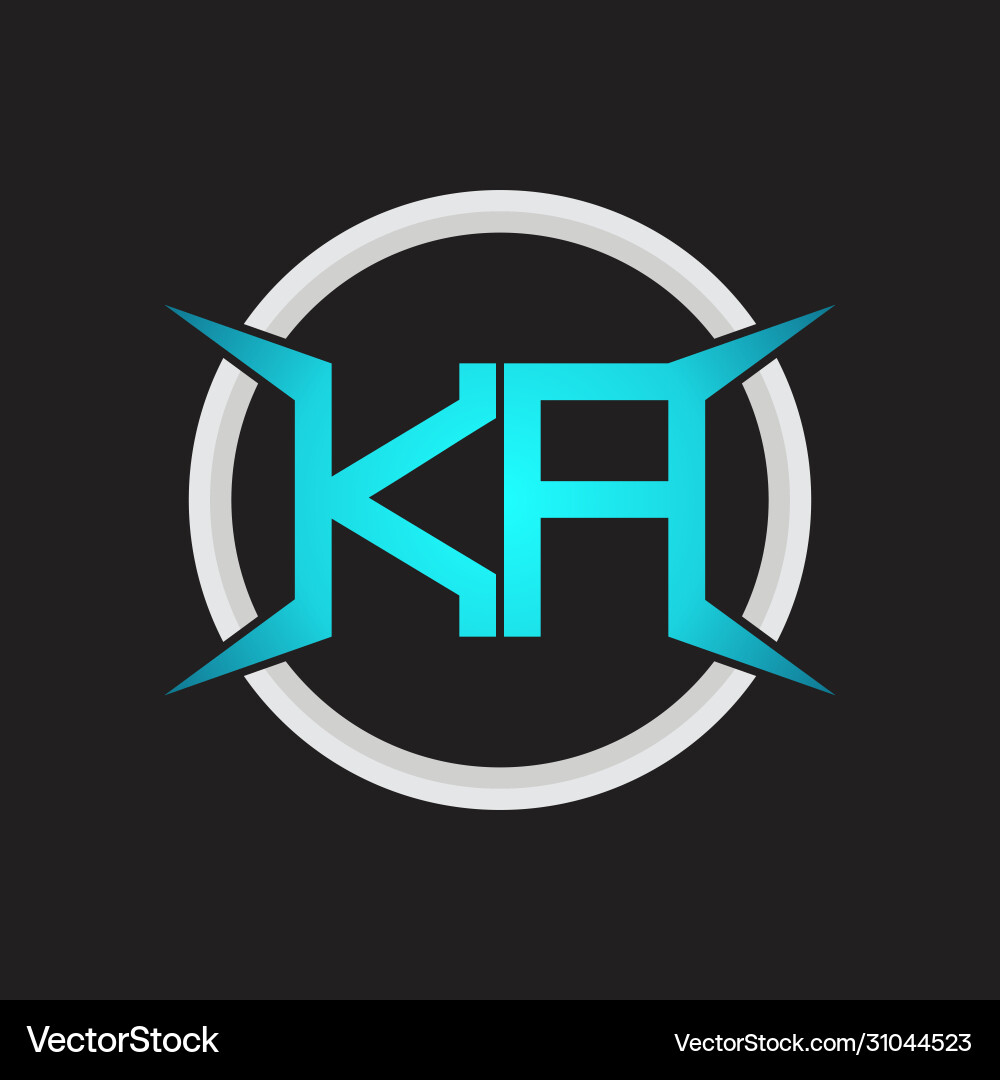 Ka logo monogram with circle and four taper shape Vector Image