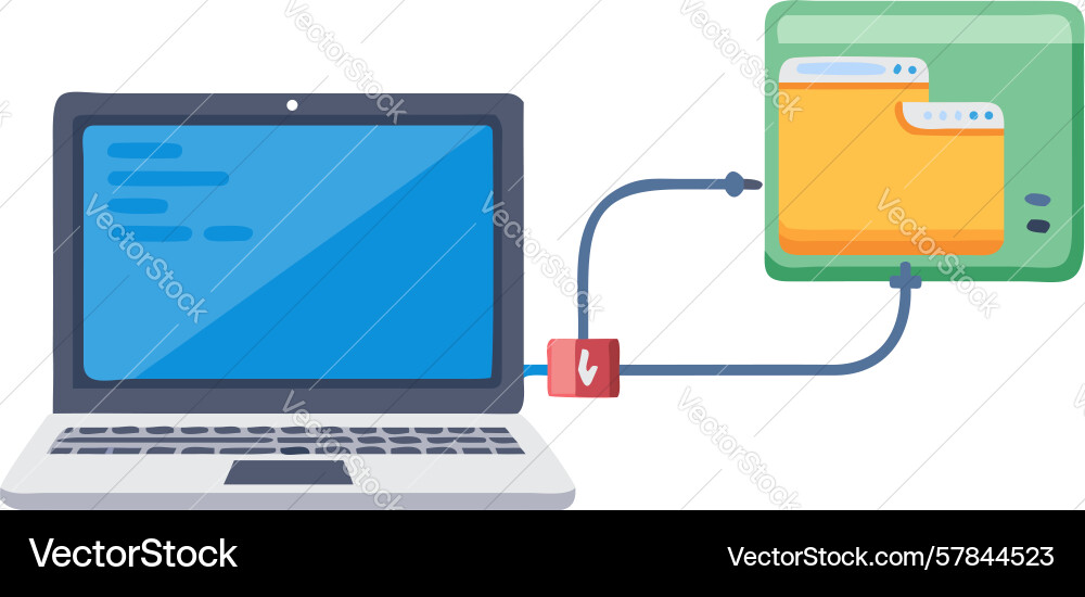 Laptop to server connection design generative ai vector image