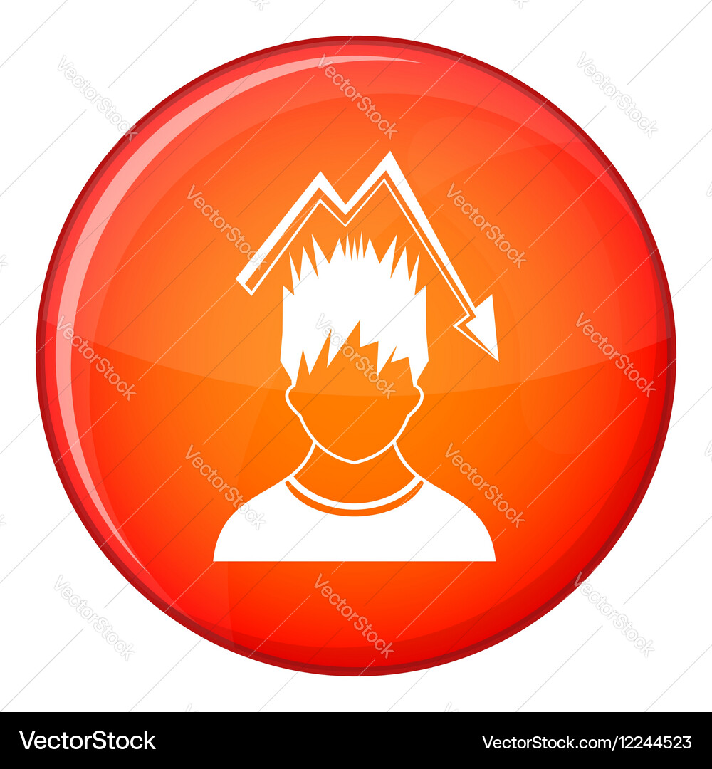 Man with falling red graph over head icon Vector Image