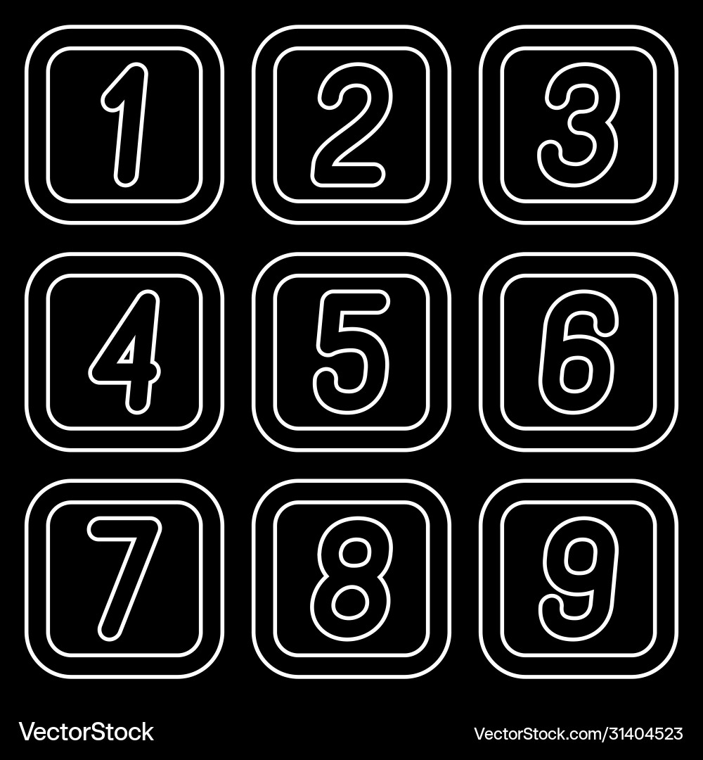 Numbers in squares against a dark background vector image