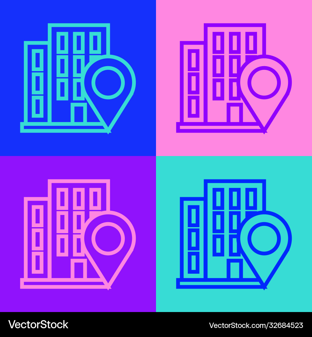 Pop art line map pointer with house icon isolated vector image