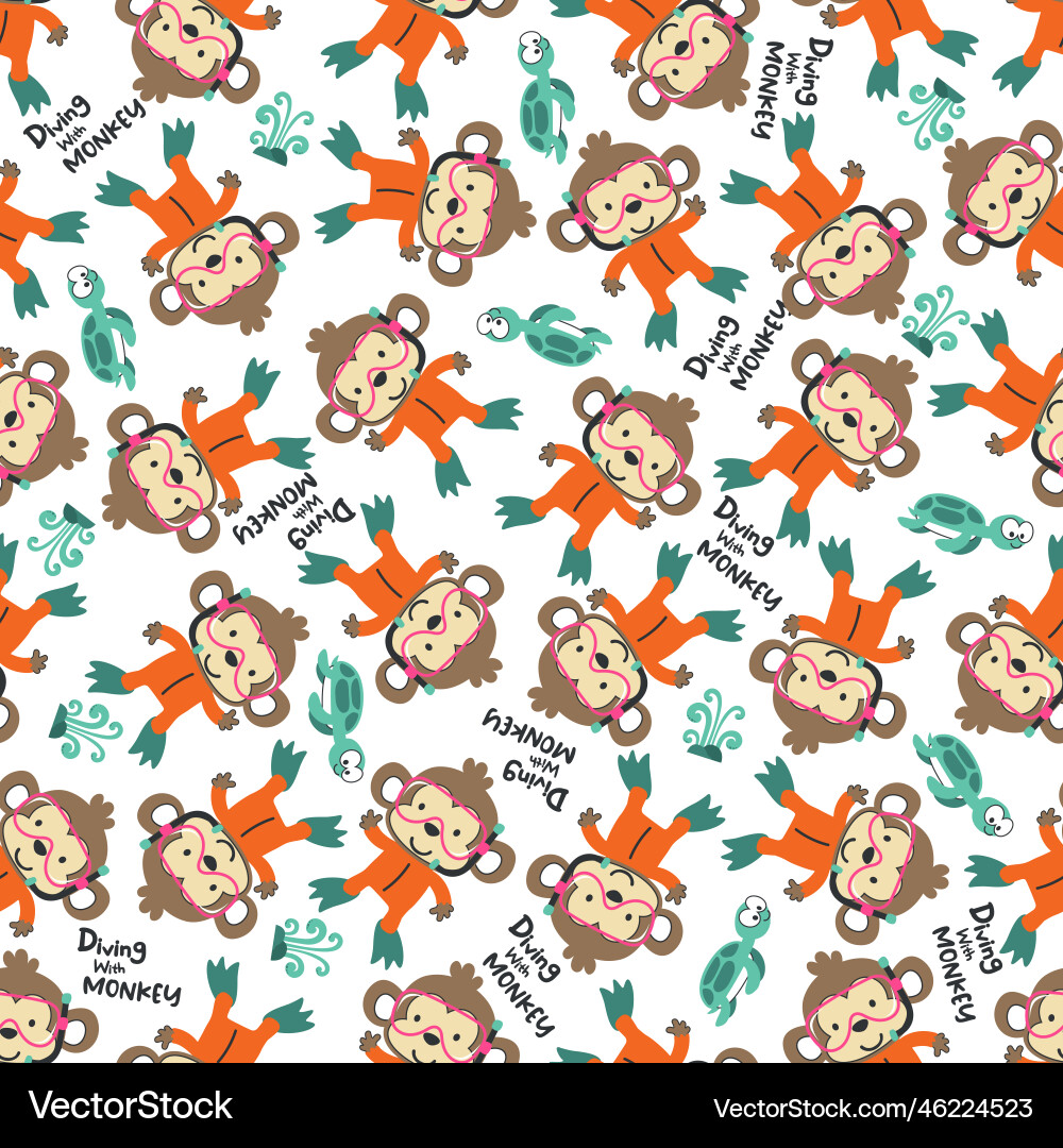 Seamless pattern texture with little monkey Vector Image