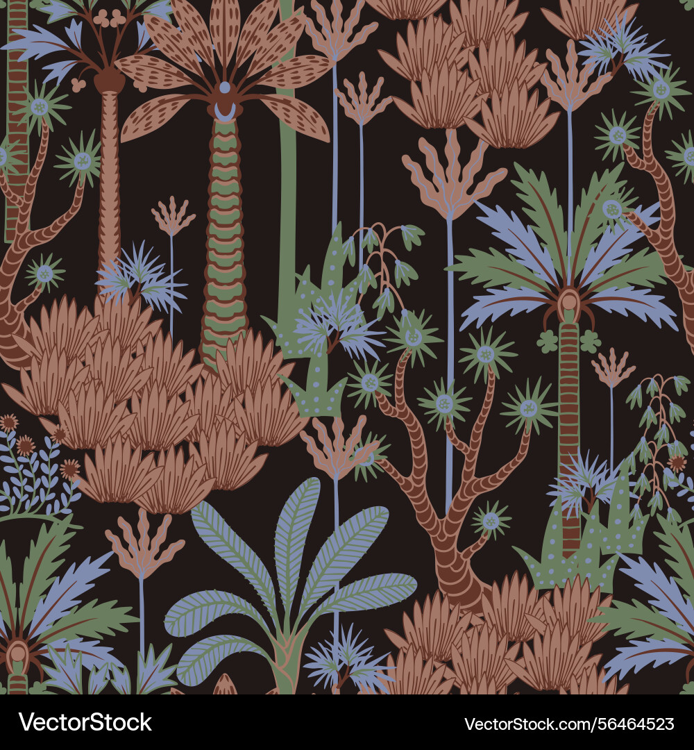 Seamless pattern with simple trees and plants Seamless pattern with simple trees and plants vector image