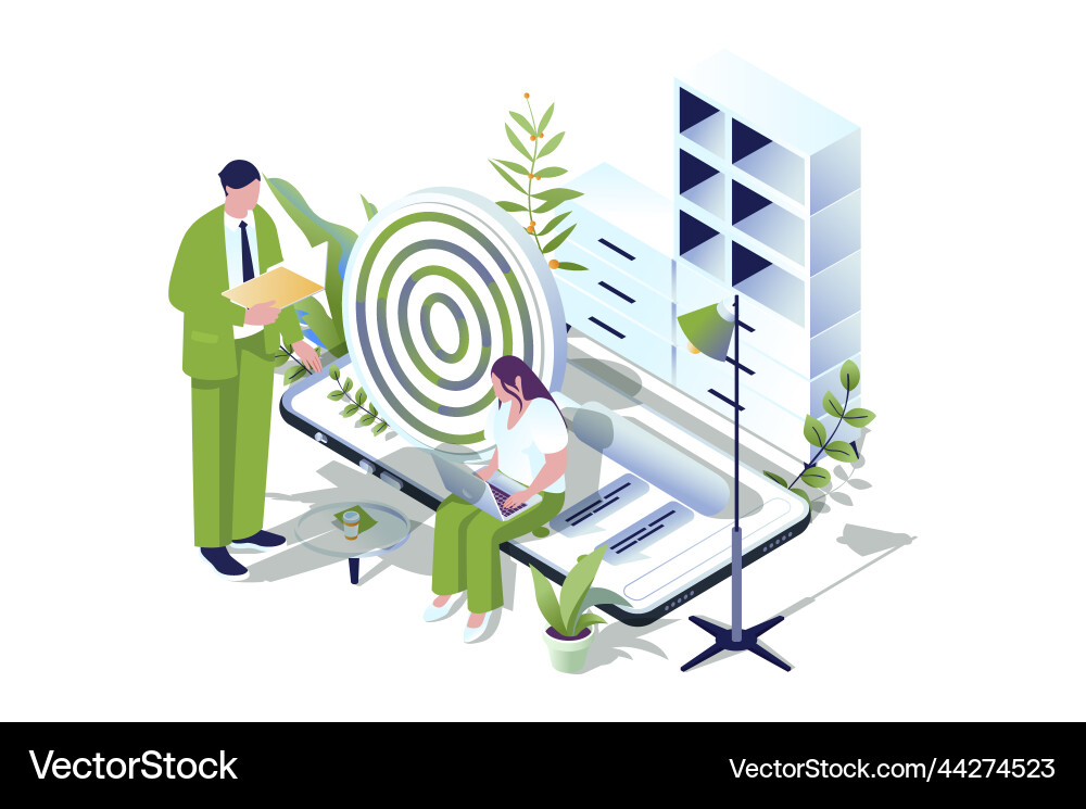 Seo optimization web concept in 3d isometric Seo optimization web concept in 3d isometric Vector Image