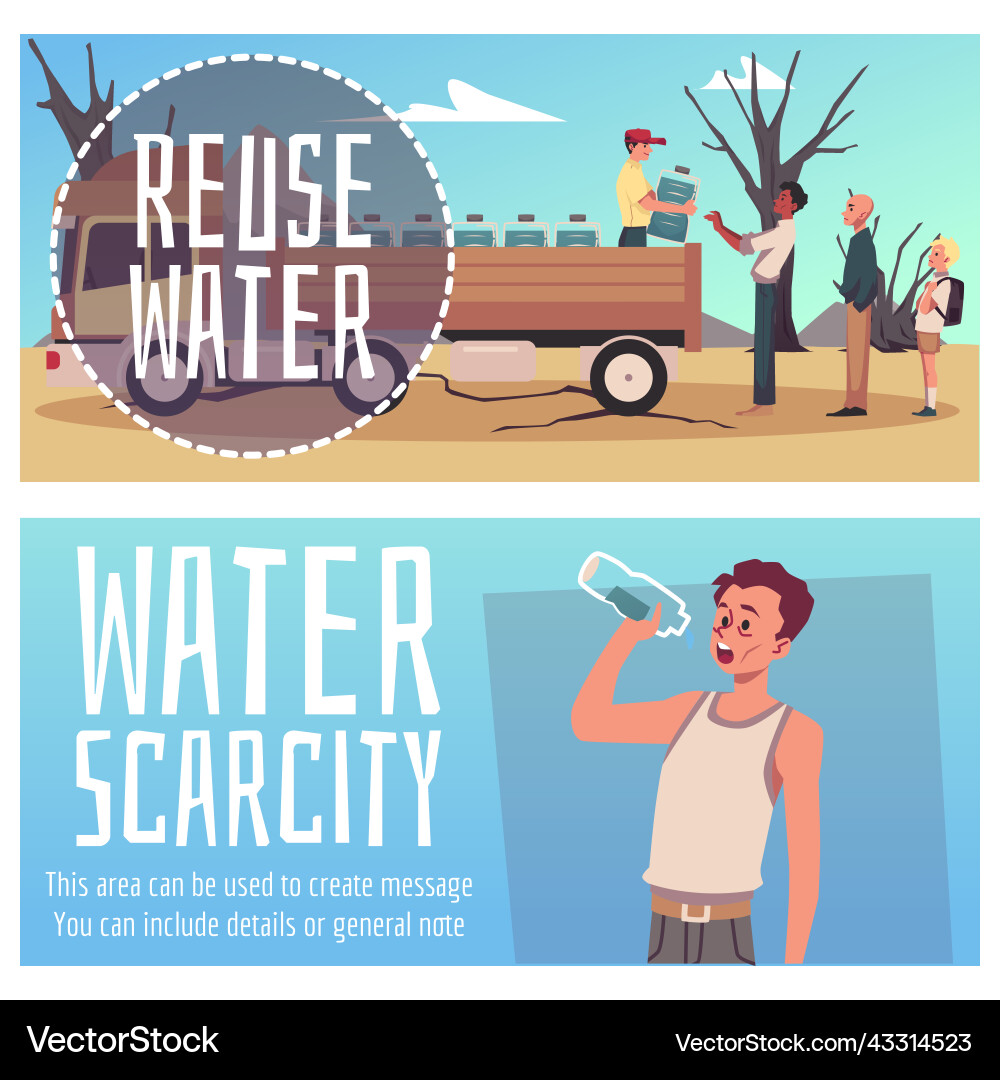 Set of horizontal banner about reuse and scarcity Set of horizontal banner about reuse and scarcity Vector Image