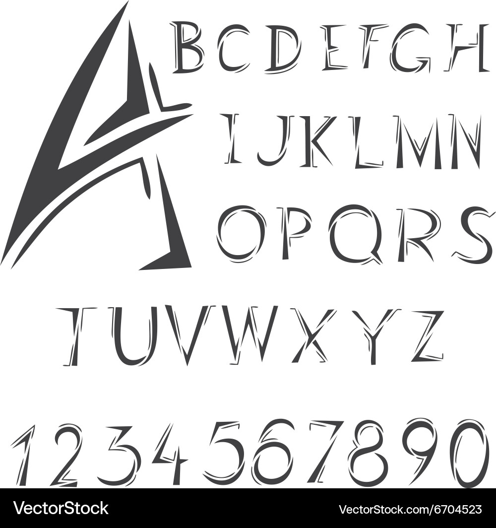 Set of letters and numbers Vector Image