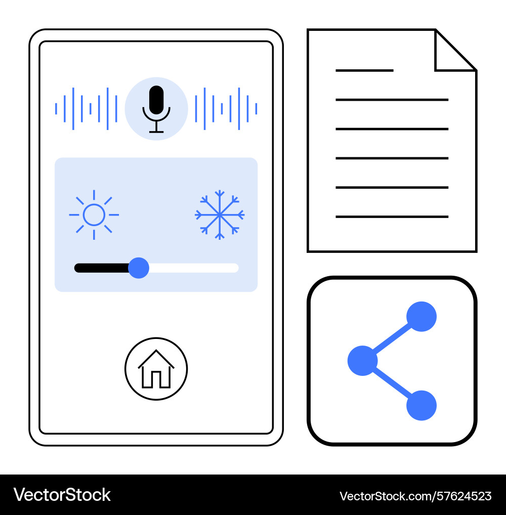 Smart home app interface for voice-controlled Smart home app interface for voice-controlled Vector Image
